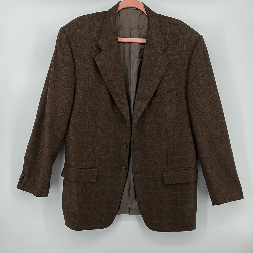 Corneliani Brown Sport Coat with Notched Lapel and Structured Shoulders Size 48L - Picture 2 of 15